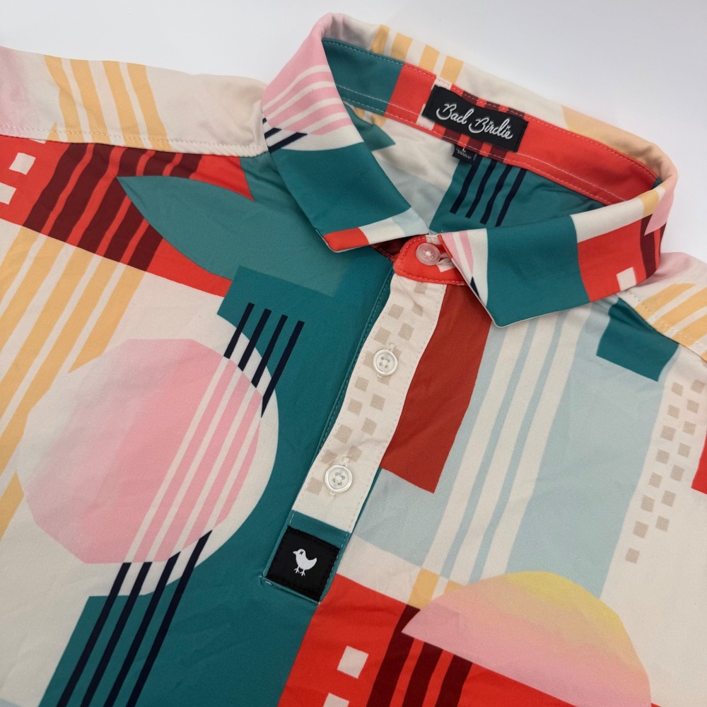 Bad‎ Birdie Golf Polo Shirt Men Large Multicolor Geometric Abstract Performance